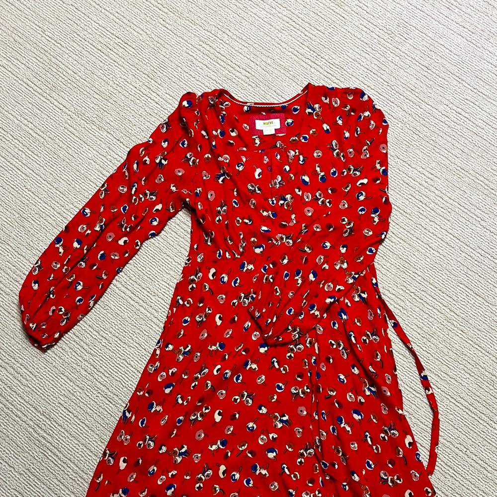 Anthropologie Red Floral Dress